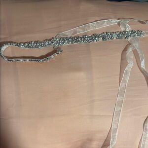 Elegant Silver Beaded Women's Wedding Sash